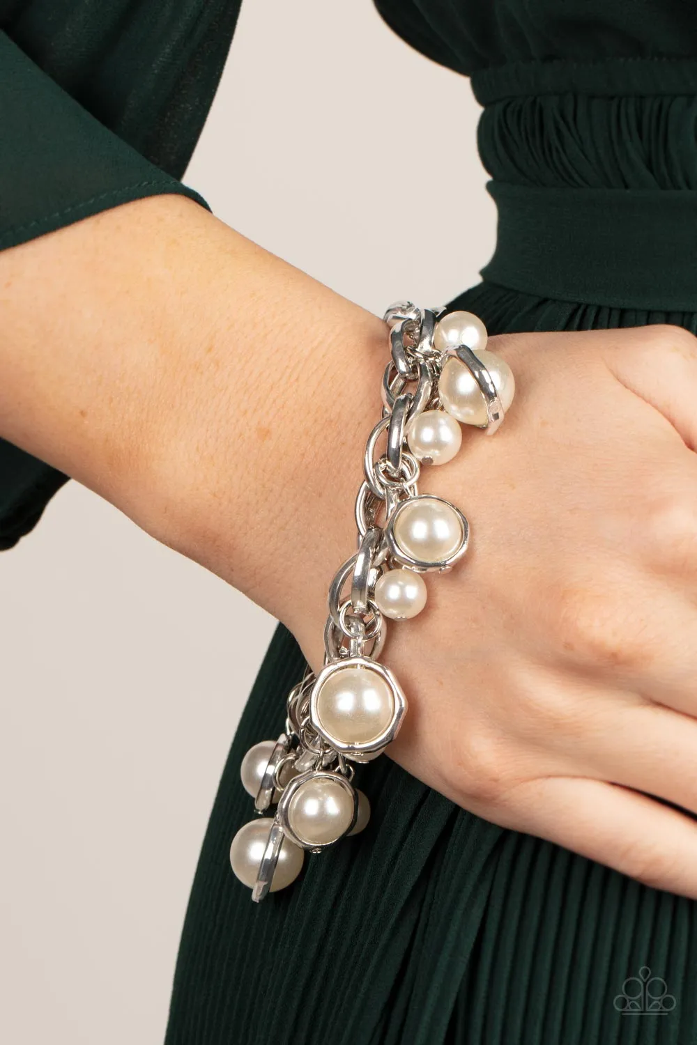 Paparazzi Orbiting Opulence - White Bracelet