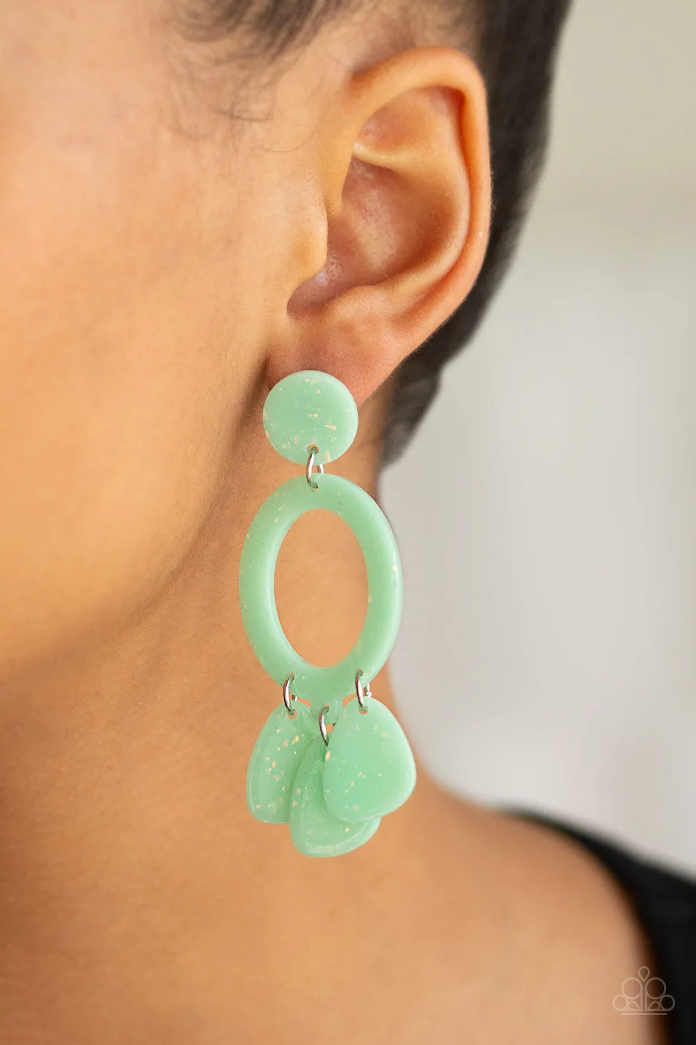 Paparazzi Sparkling Shores - Green Earrings