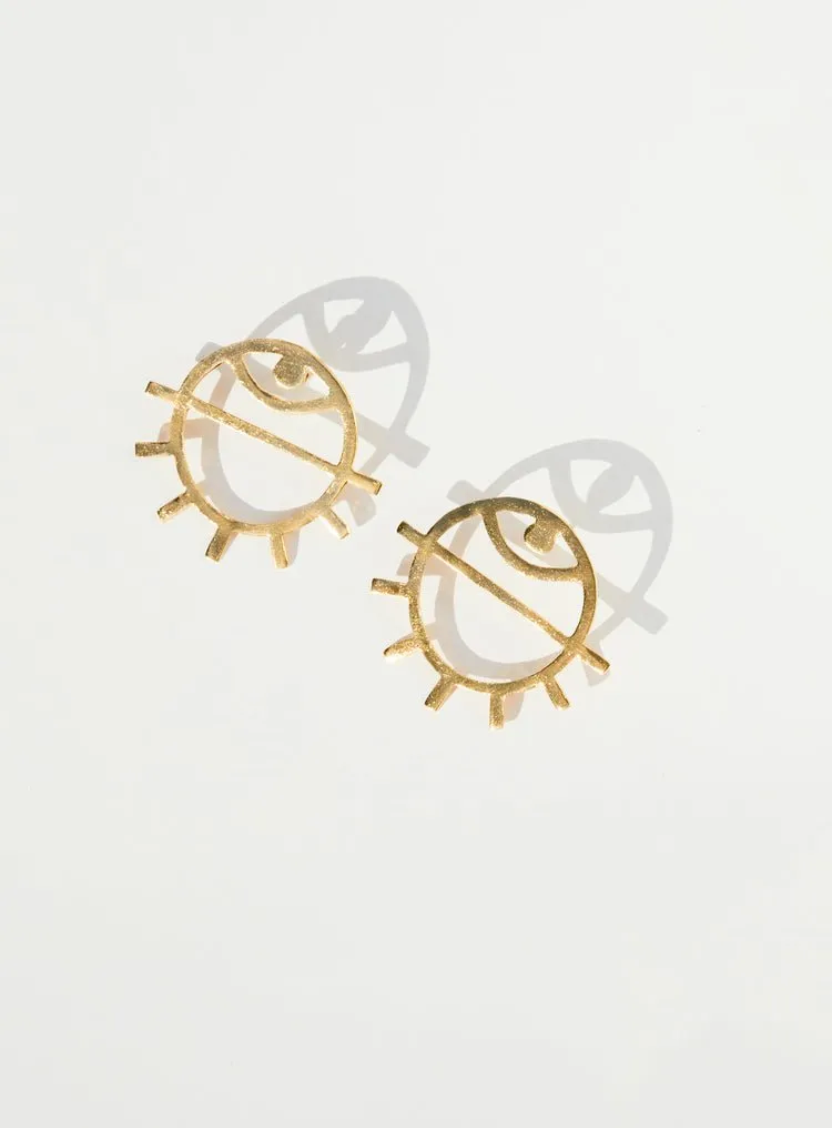 Par Ici Medium Eye Stud Earrings - Gold or Silver (In-Store)