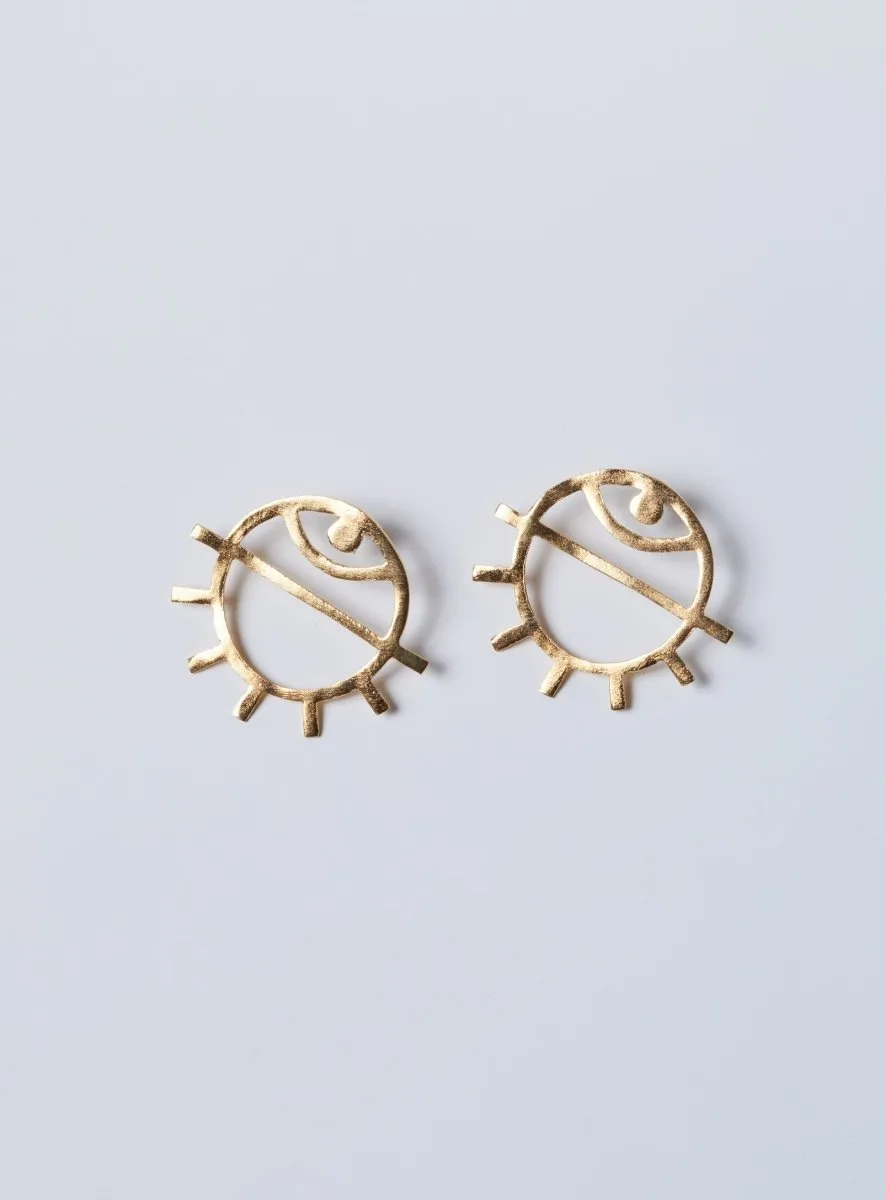 Par Ici Medium Eye Stud Earrings - Gold or Silver (In-Store)