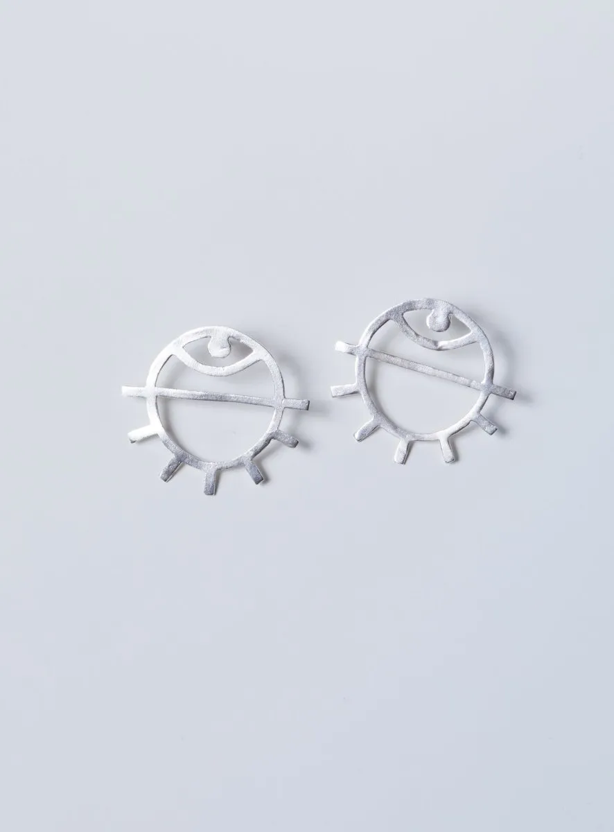 Par Ici Medium Eye Stud Earrings - Gold or Silver (In-Store)