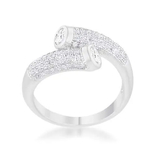 Perry 0.62ct CZ Rhodium Contemporary Wrap Ring