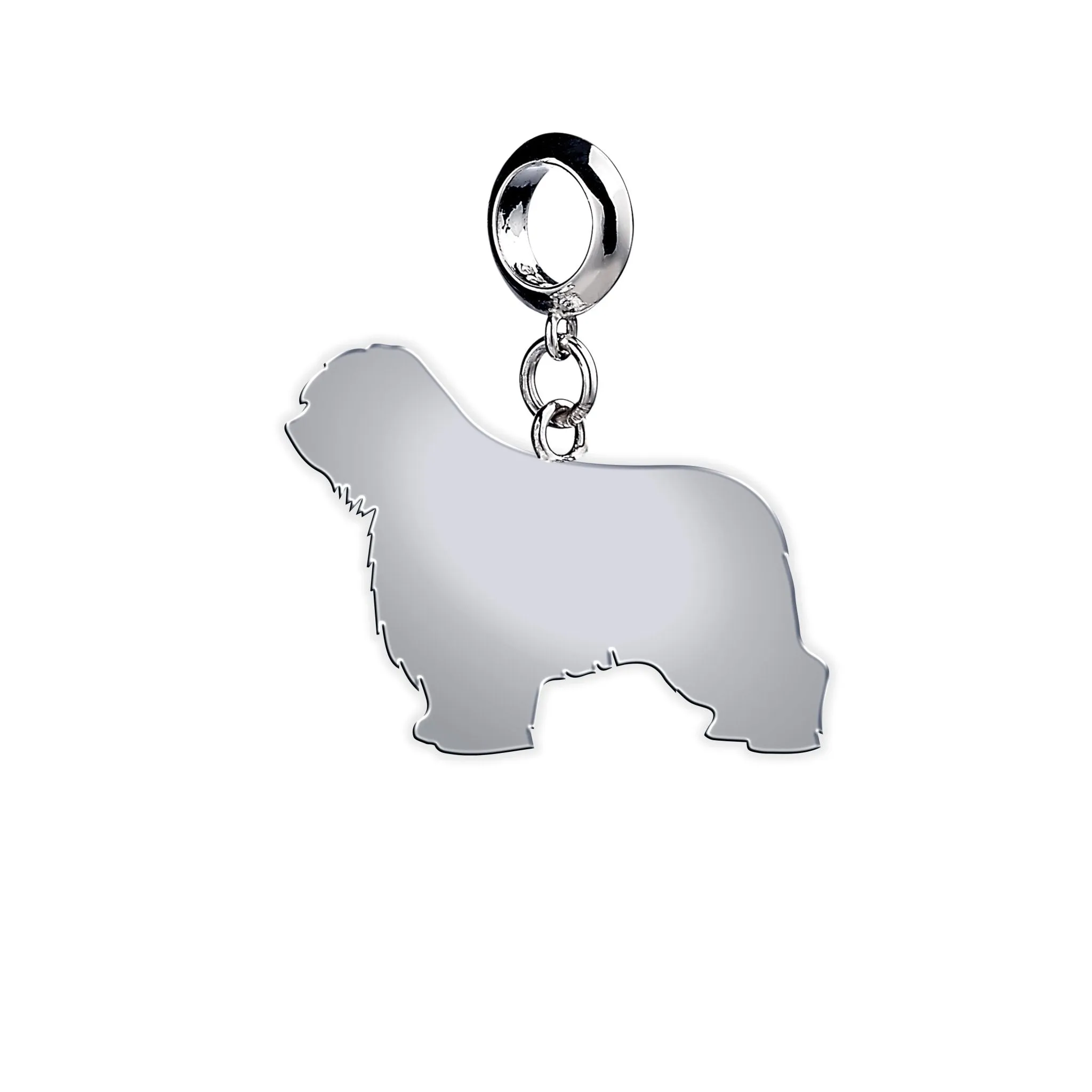 Polish Lowland Sheepdog Silhouette Silver Charm