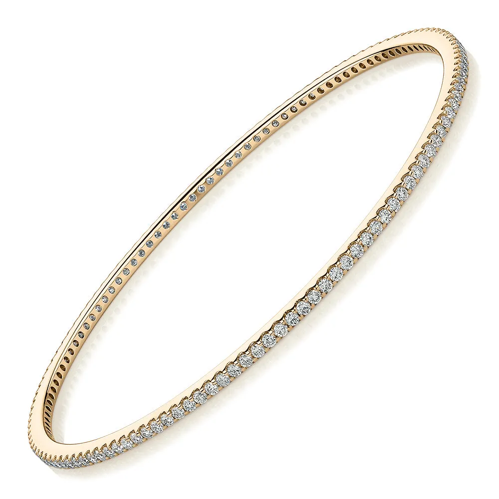 Premium Laboratory Created Diamond, 2 carat TW round brilliant bangle in 10 carat yellow gold