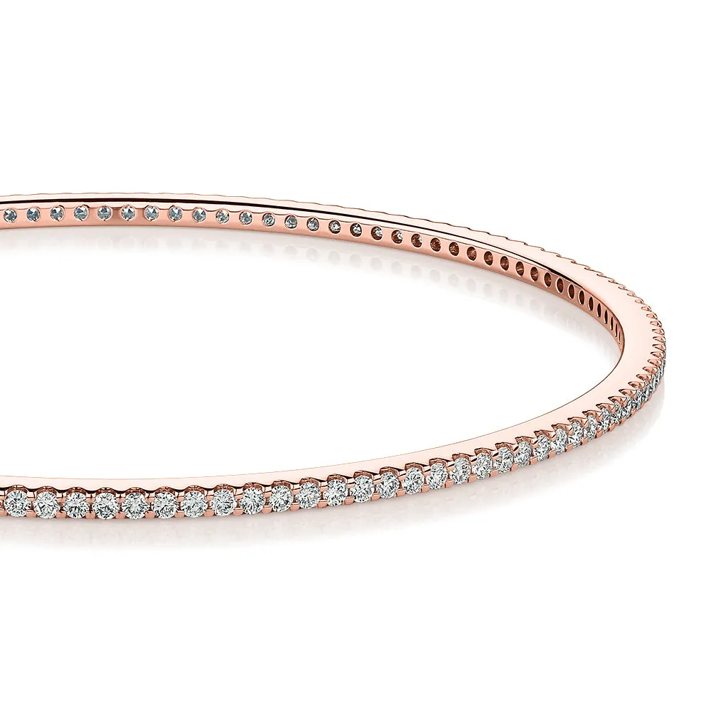 Premium Laboratory Created Diamond, 2 carat TW round brilliant bangle in 18 carat rose gold