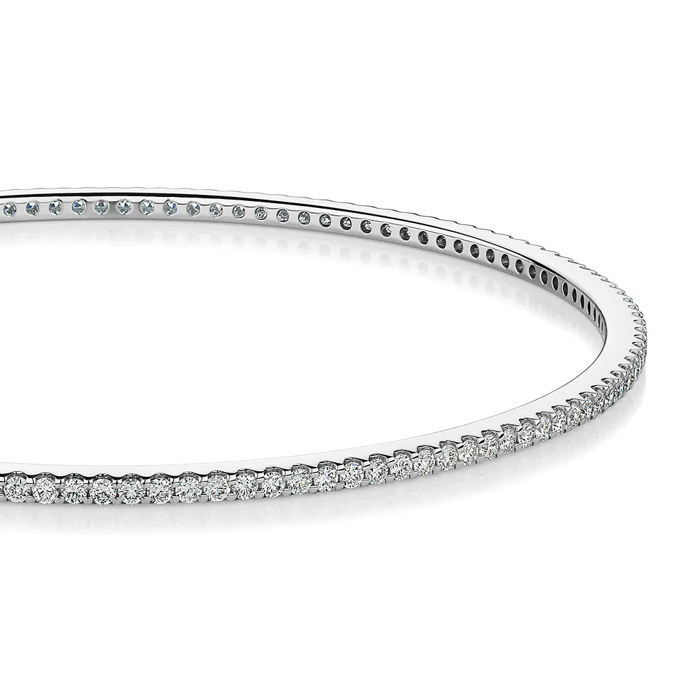 Premium Laboratory Created Diamond, 2 carat TW round brilliant bangle in 18 carat white gold