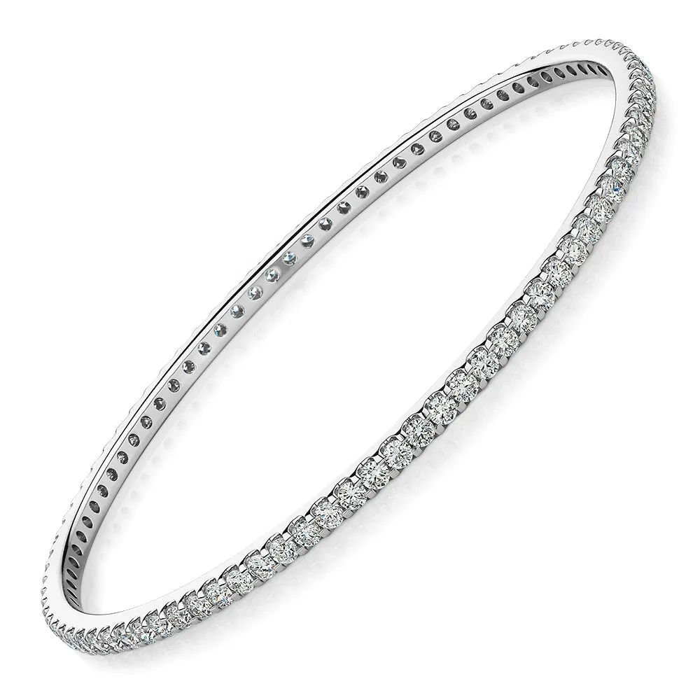 Premium Laboratory Created Diamond, 4 carat TW round brilliant bangle in 10 carat white gold