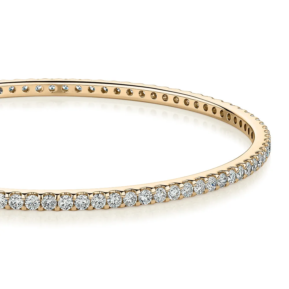 Premium Laboratory Created Diamond, 4 carat TW round brilliant bangle in 14 carat yellow gold