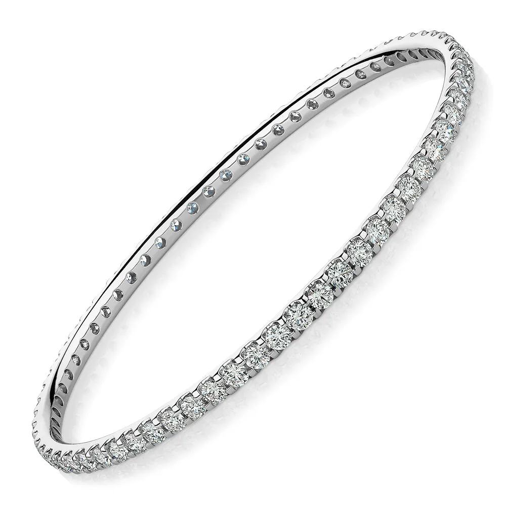 Premium Laboratory Created Diamond, 6 carat TW round brilliant bangle in 14 carat white gold