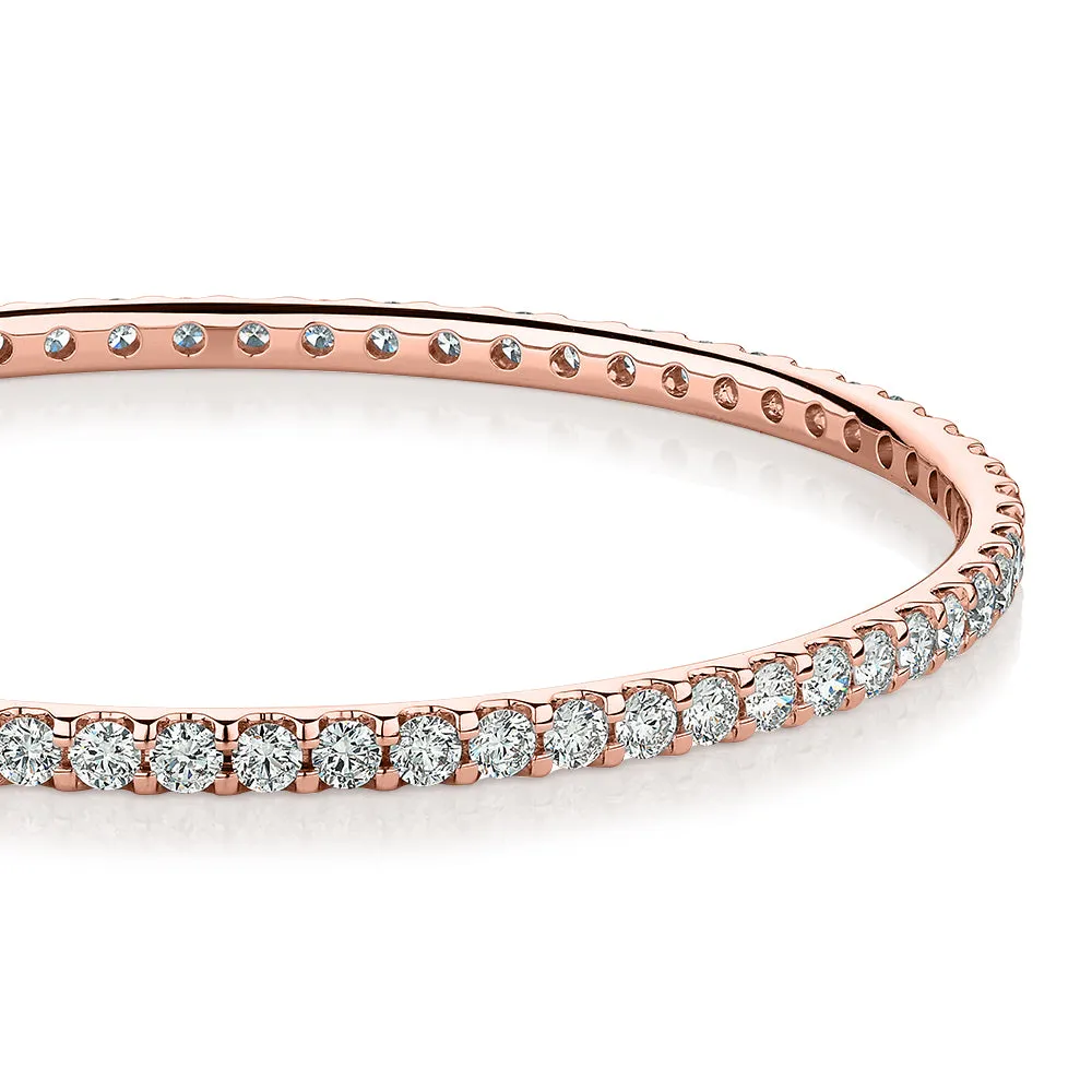 Premium Laboratory Created Diamond, 6 carat TW round brilliant bangle in 18 carat rose gold