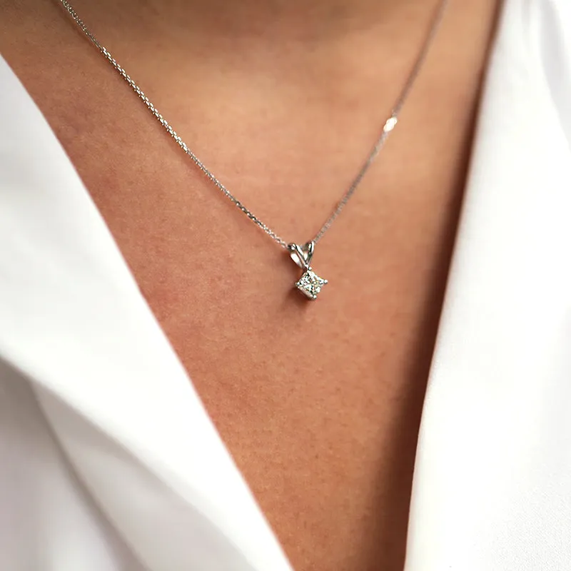 Princess Solitaire Diamond Necklace 1/2ct