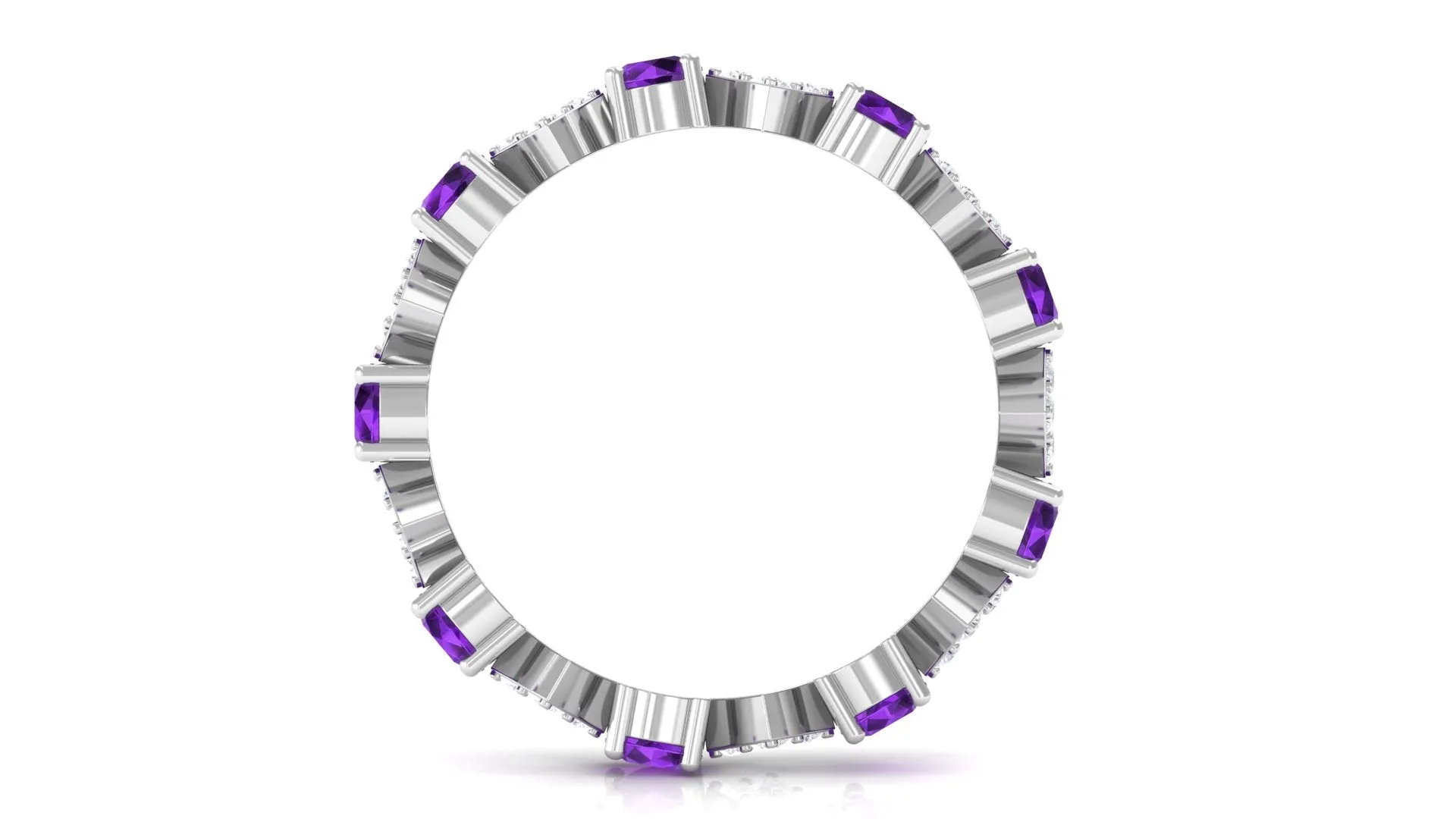 Purple Amethyst and Contemporary Diamond Eternity Ring