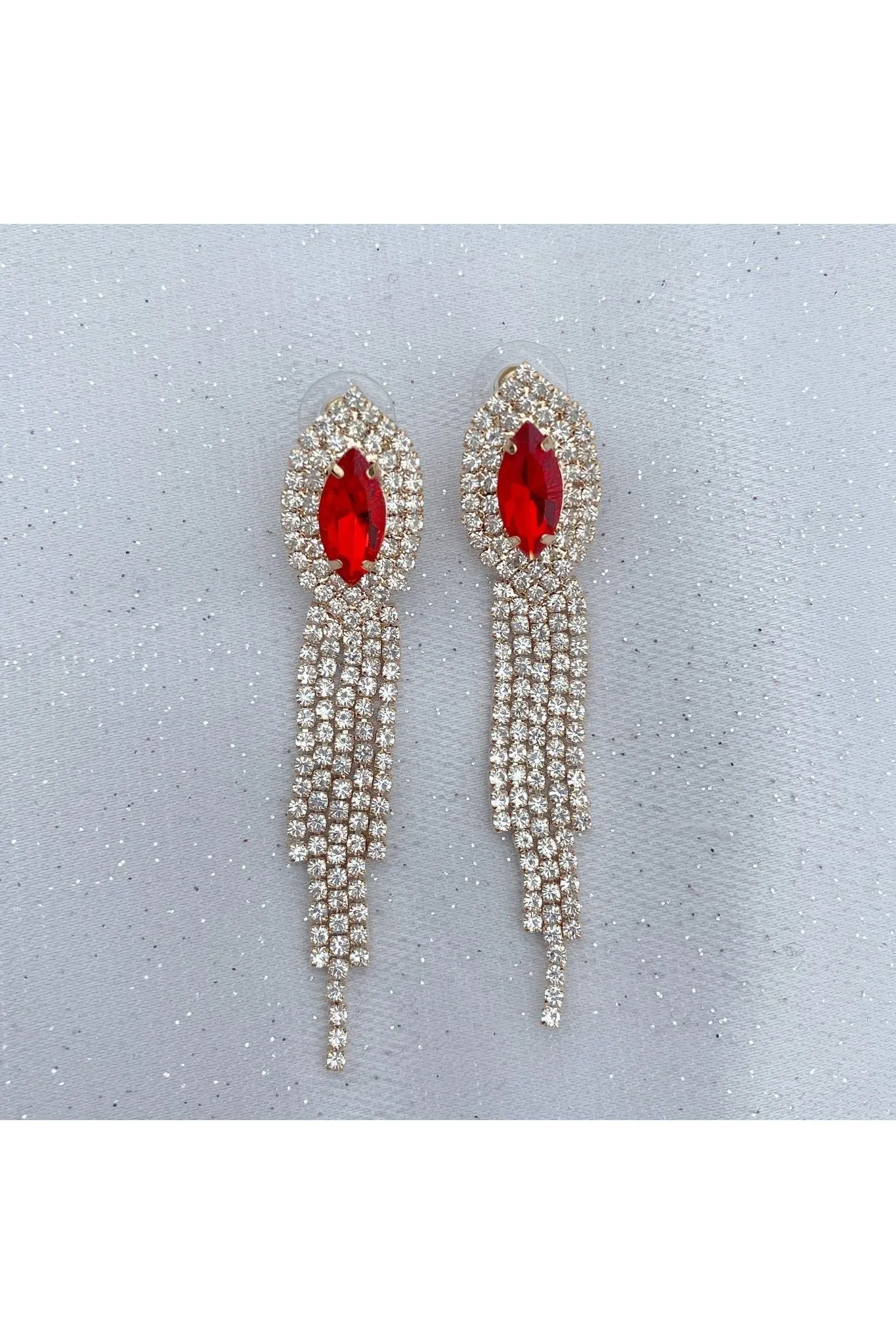 QueenMee Accessories Red Earrings Diamante Earrings