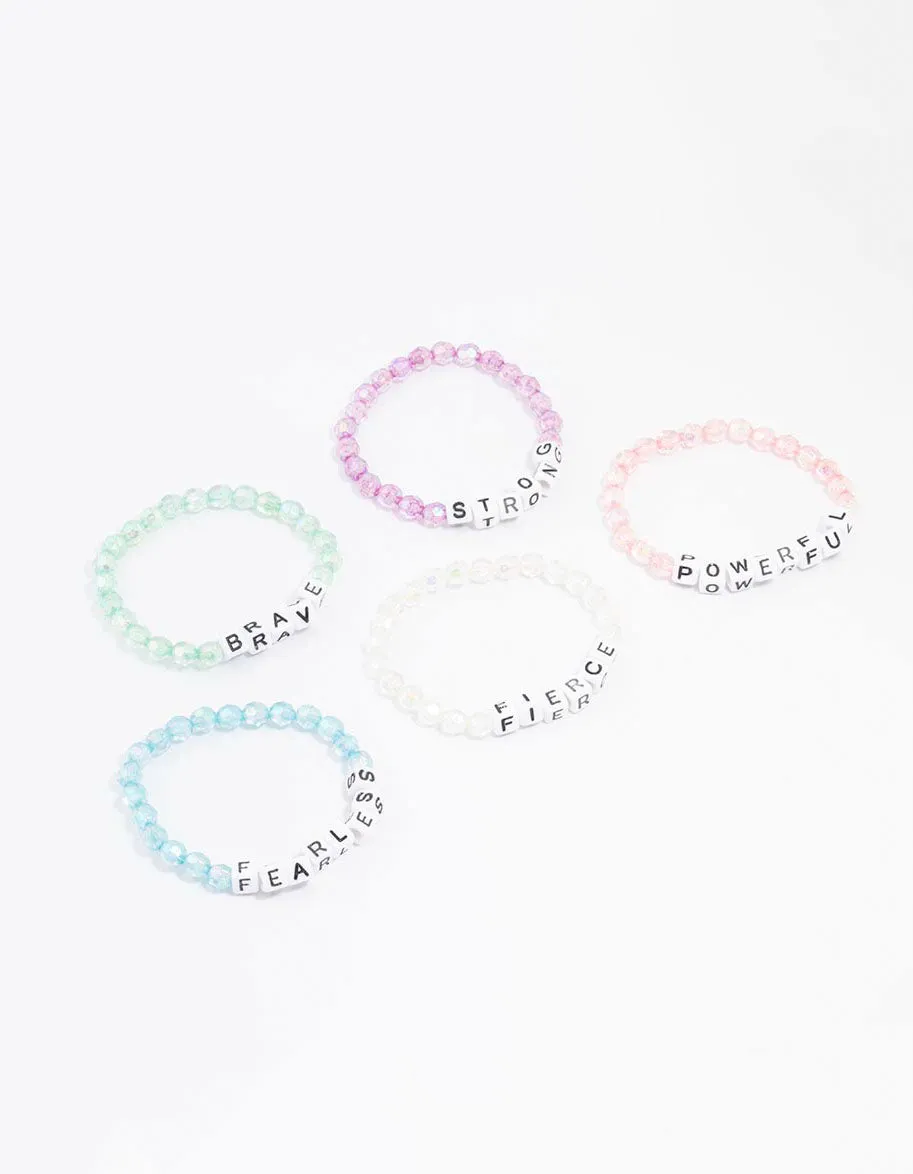 Rainbow Affirmation Stretch Bracelets 5-Pack