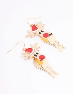 Red Reindeer Drop Earrings