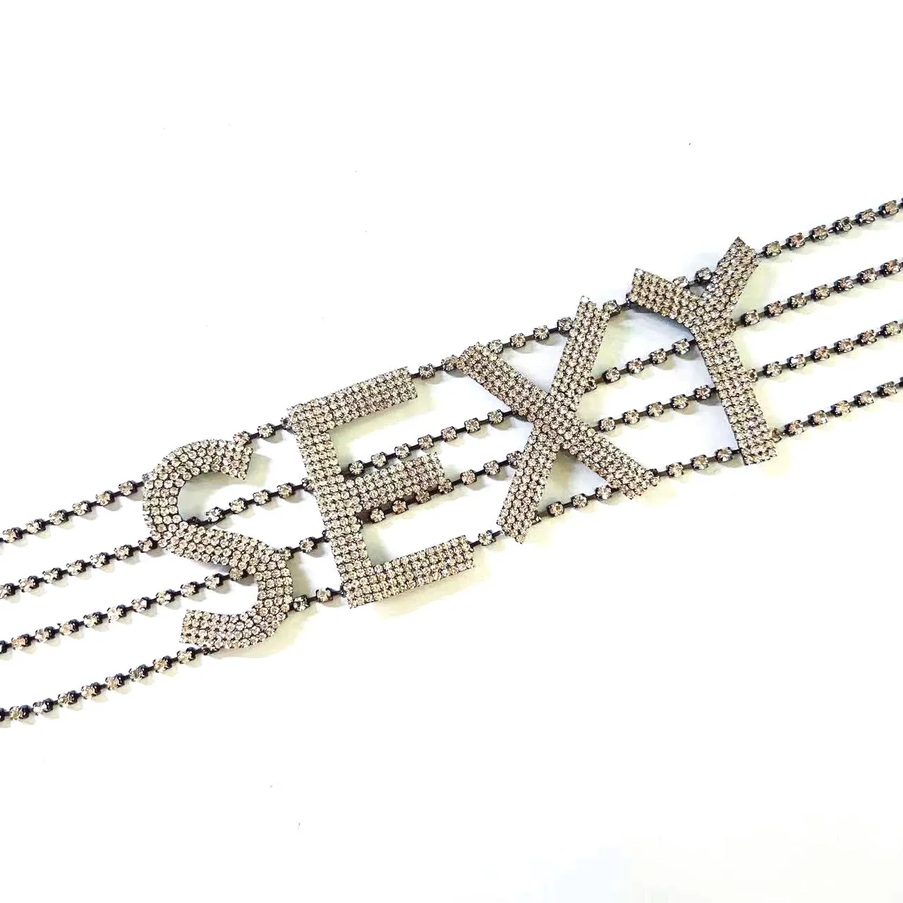 Rhinestone Collar Choker Personality English Letter SEXY Neckchain