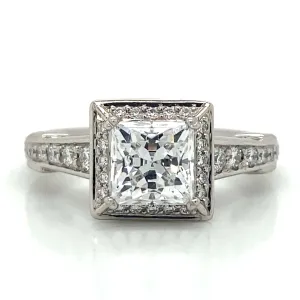 Ritani Square Halo Pave Engagement Ring in Palladium