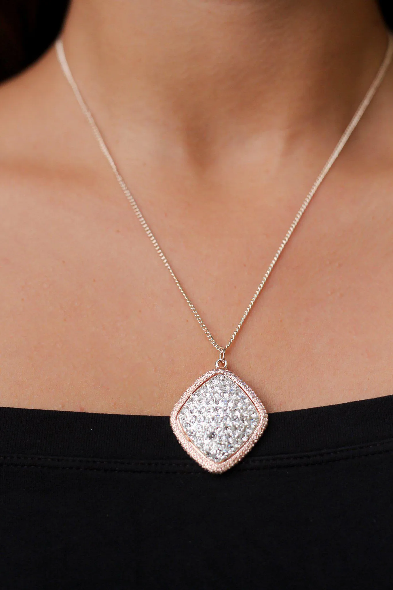 Rose Gold Rhinestone Pendant