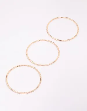 Rose Gold Textured Bangle 3-Pack