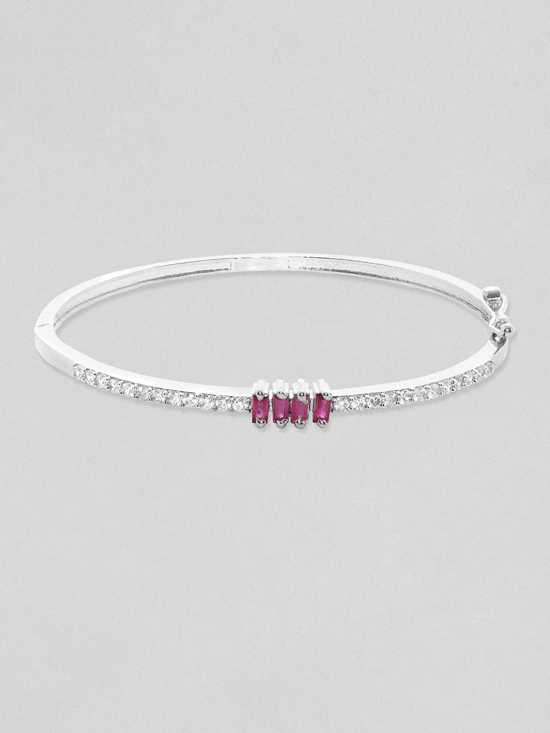 Rubans Rhodium plated Zirconia studded minimal bracelet