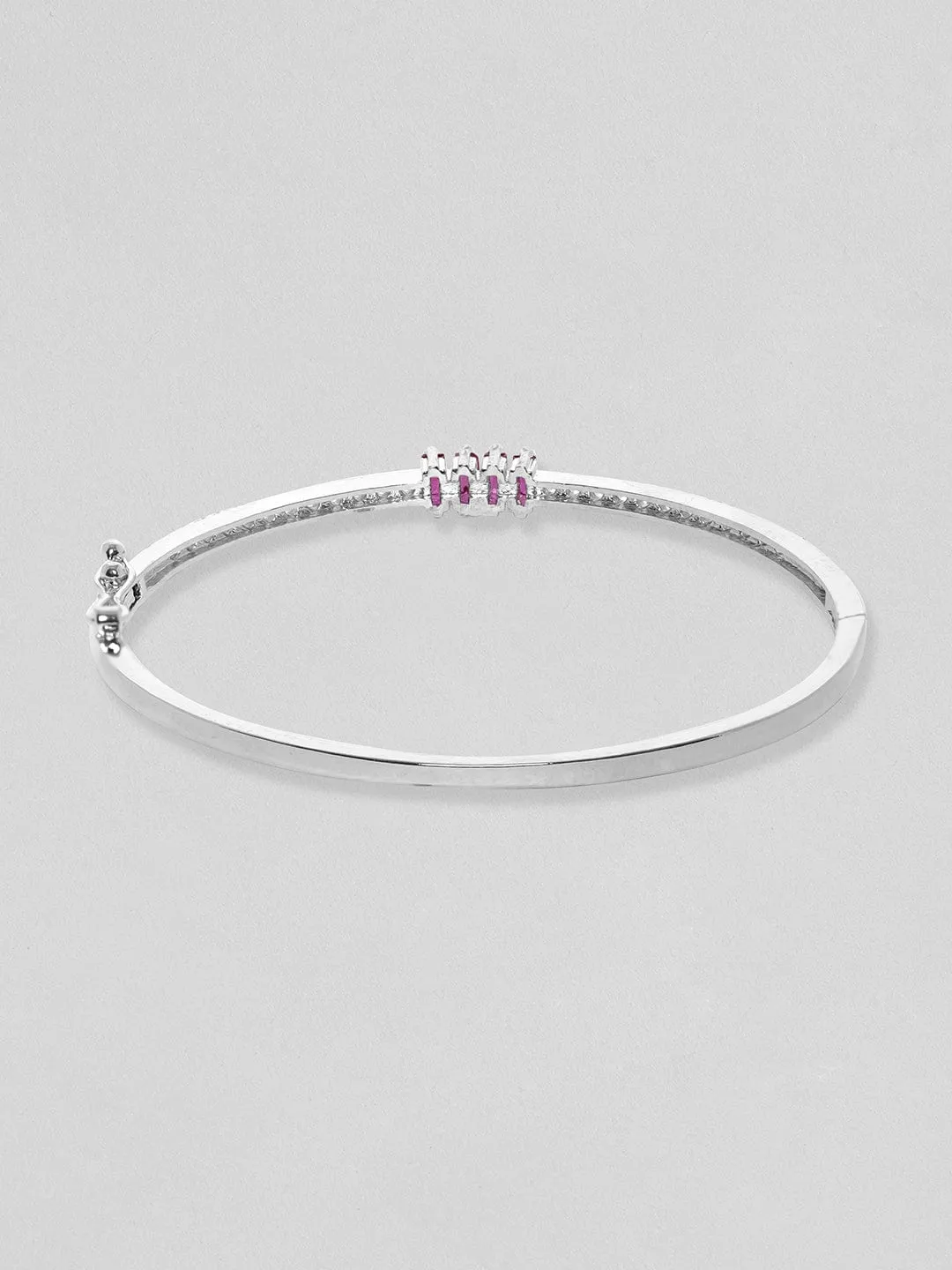 Rubans Rhodium plated Zirconia studded minimal bracelet