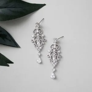 Scrolling Mini Chandelier CZ Earrings