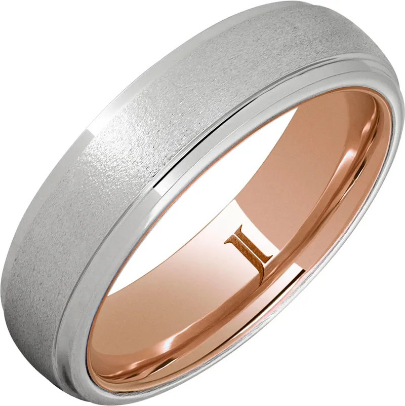 Serinium® Ring with 10K Rose Gold Interior and Stone Finish