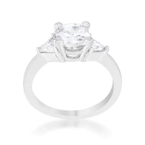 Shonda 1.8ct Clear CZ Rhodium Cushion Classic Statement Ring