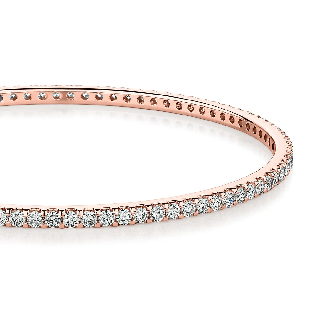 Signature Simulant Diamond 4 carat* TW round brilliant bangle in 10 carat rose gold