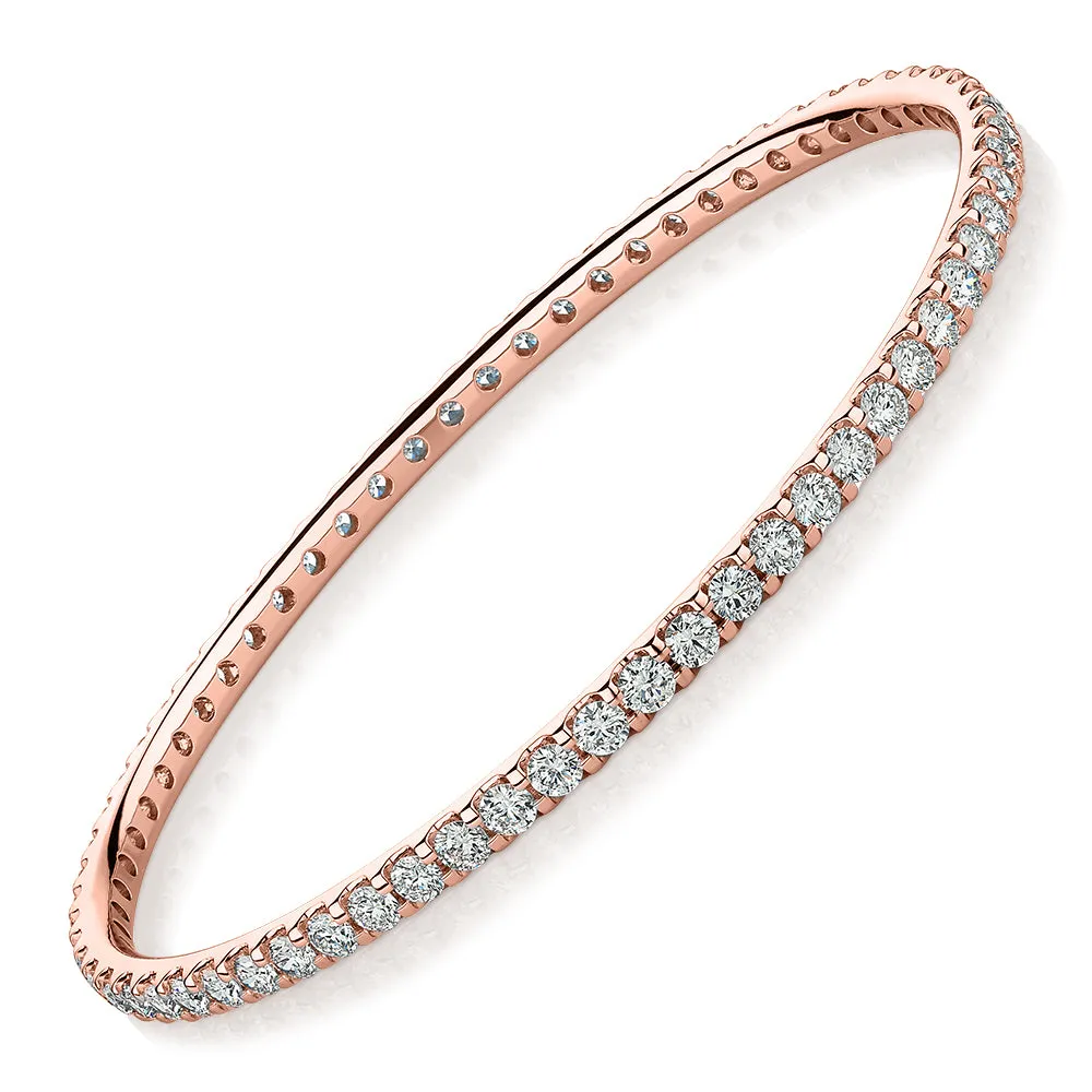 Signature Simulant Diamond 6 carat* TW round brilliant bangle in 10 carat rose gold