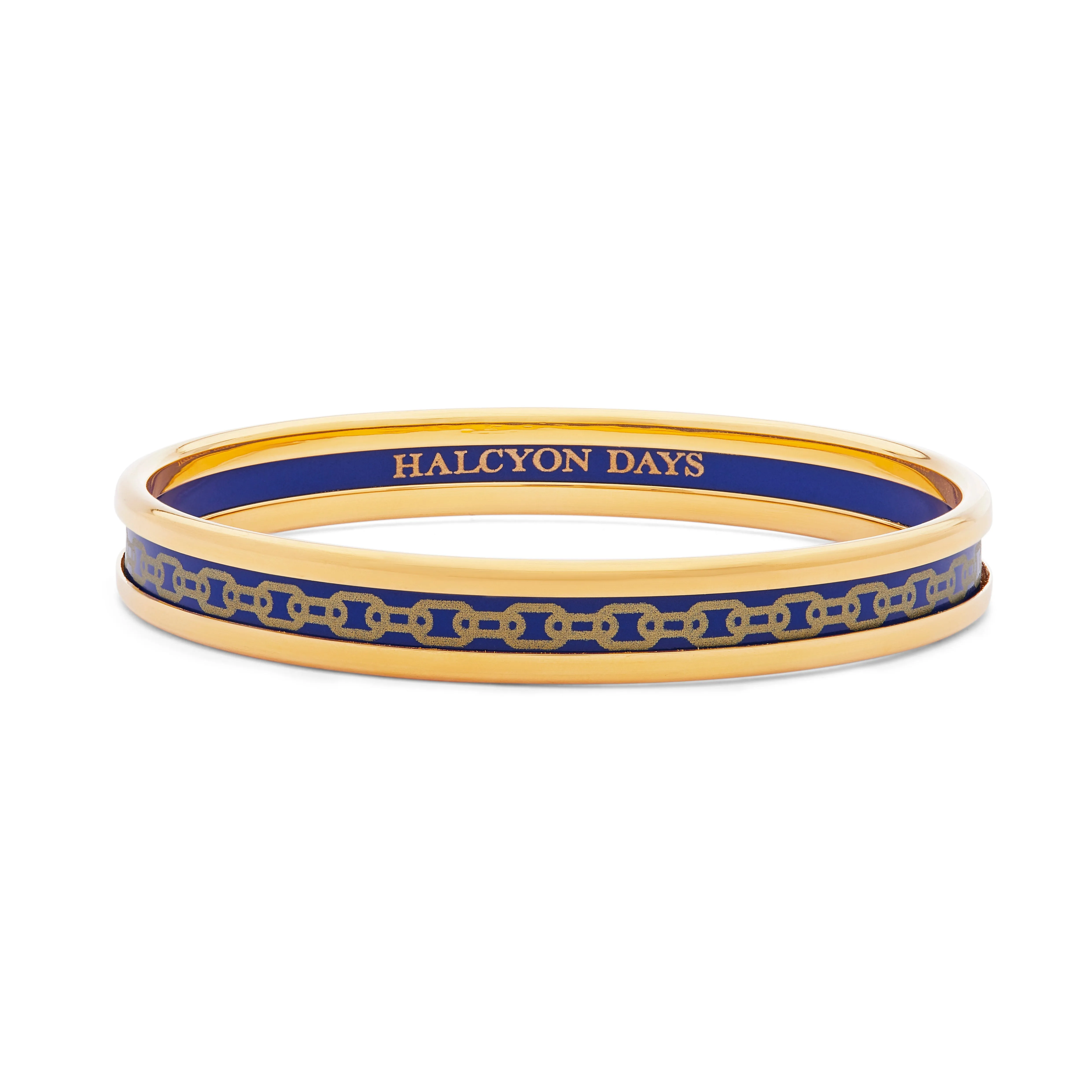 Skinny Chain Deep Cobalt & Gold Enamel Bangle