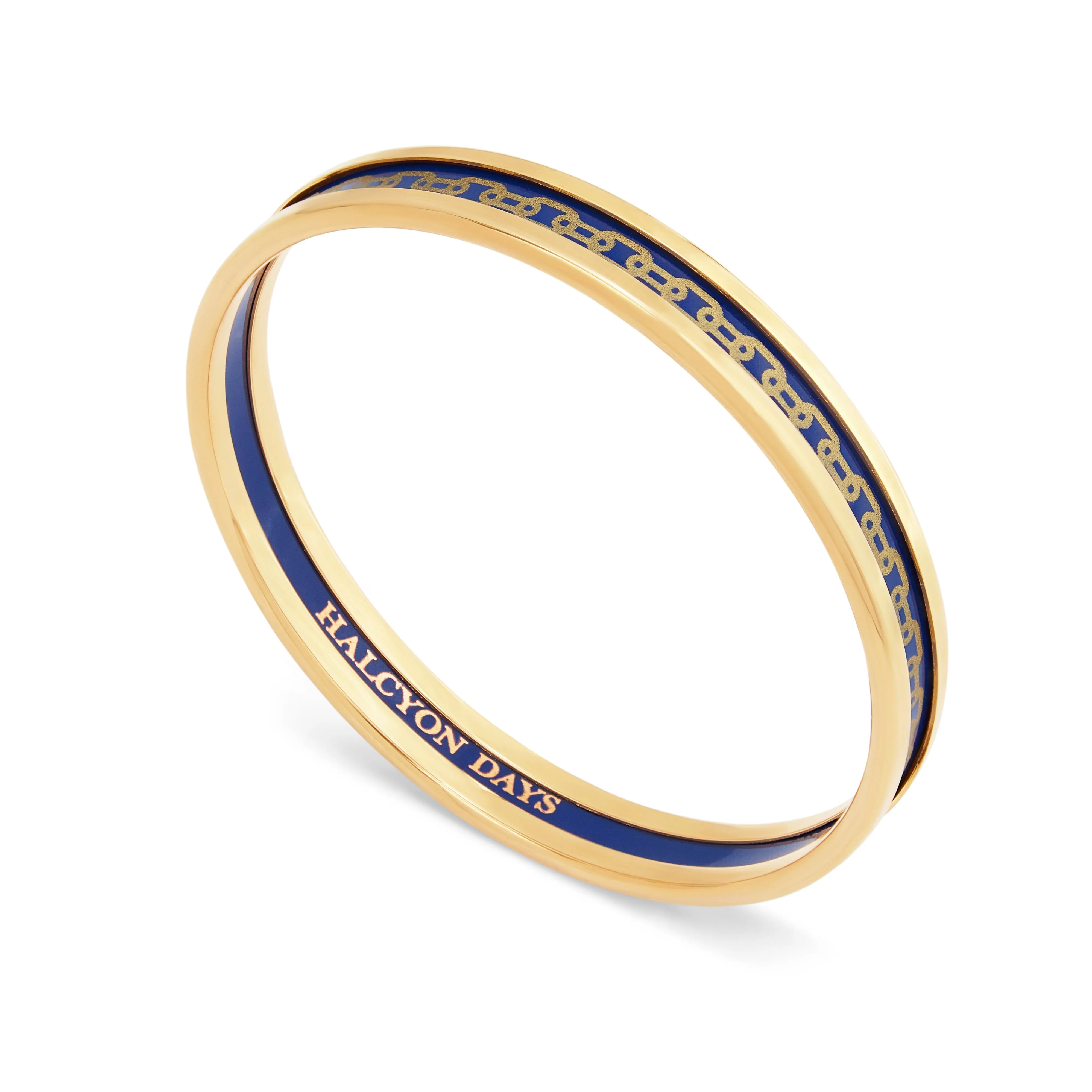 Skinny Chain Deep Cobalt & Gold Enamel Bangle