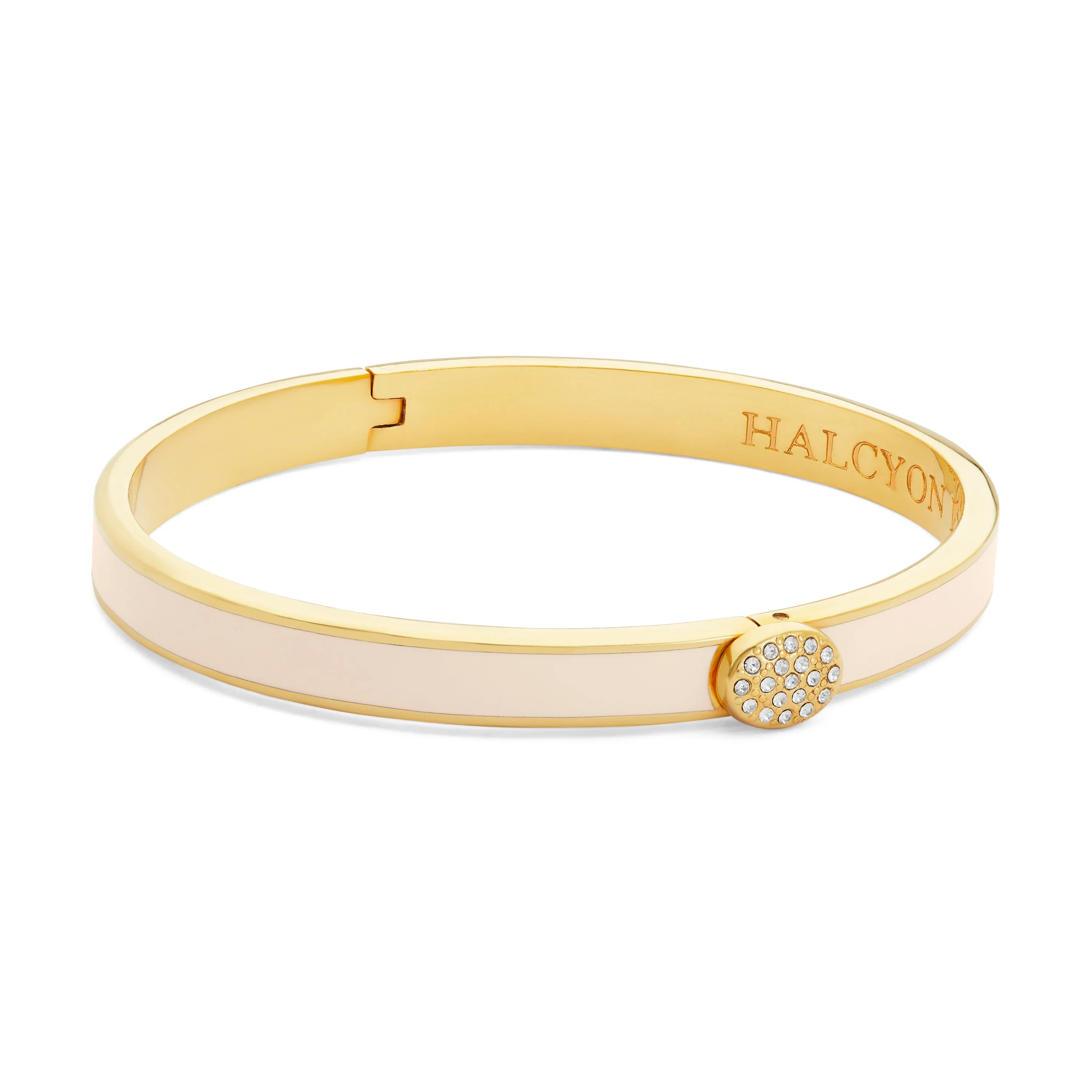 Skinny Pave Button Cream & Gold Bangle