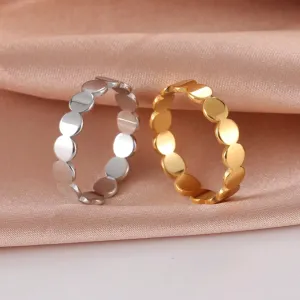 Skyrim Fashion Geometric Round Minimalist Rings for Women Girls Gold Color Stainless Steel Ring Wedding Party Jewelry Wholesale