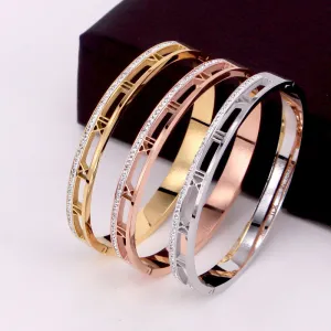 Soooo Chic! Best selling Classic Elegant Roman Numerals crystal bracelet and stainless steel jewelry bracelet for women