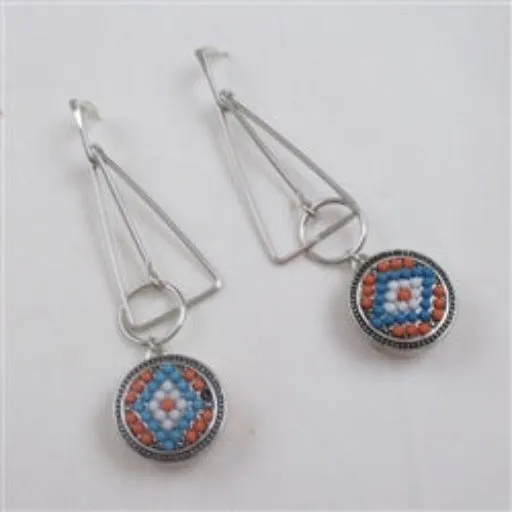 Southwestern Style Turquoise  Long Dangling  Earrings