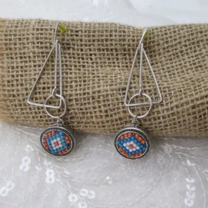 Southwestern Style Turquoise  Long Dangling  Earrings