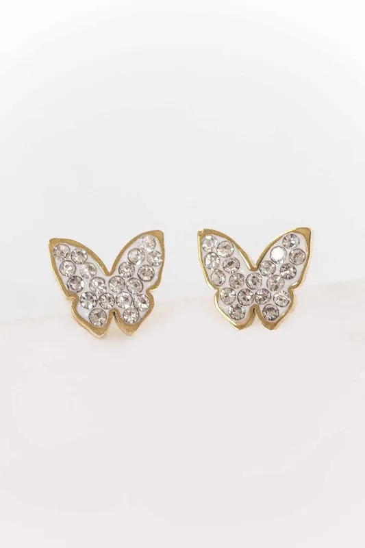 Sparkling Butterfly Stud Earrings