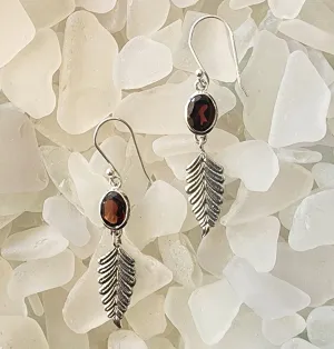 Sparkling Garnet Leaf Earrings