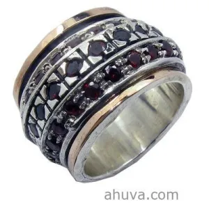 Spinning 3 Layered Stone Banded Ring