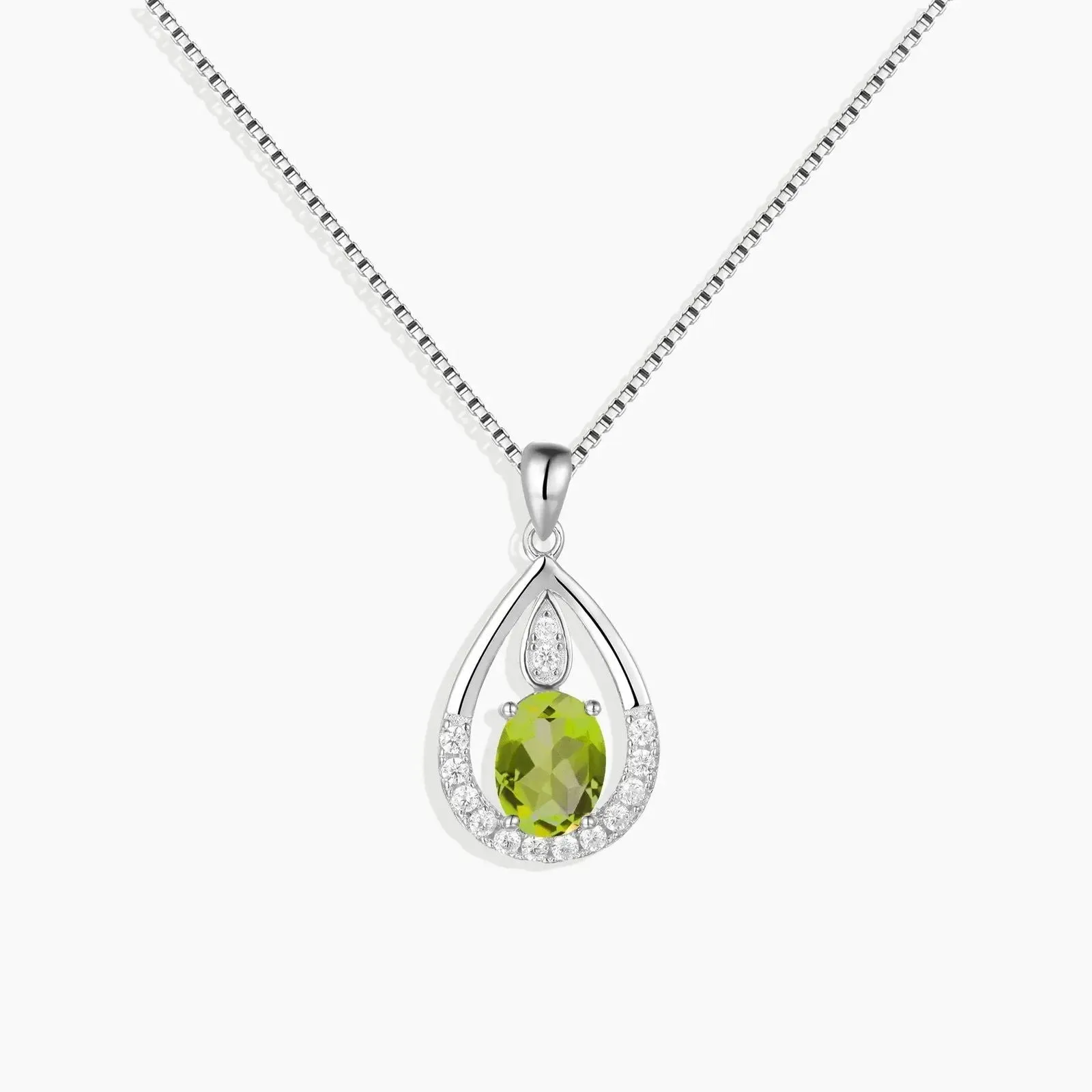 Sterling Silver Peridot Necklace – Elegant Drop Pendant Design | Irosk ®