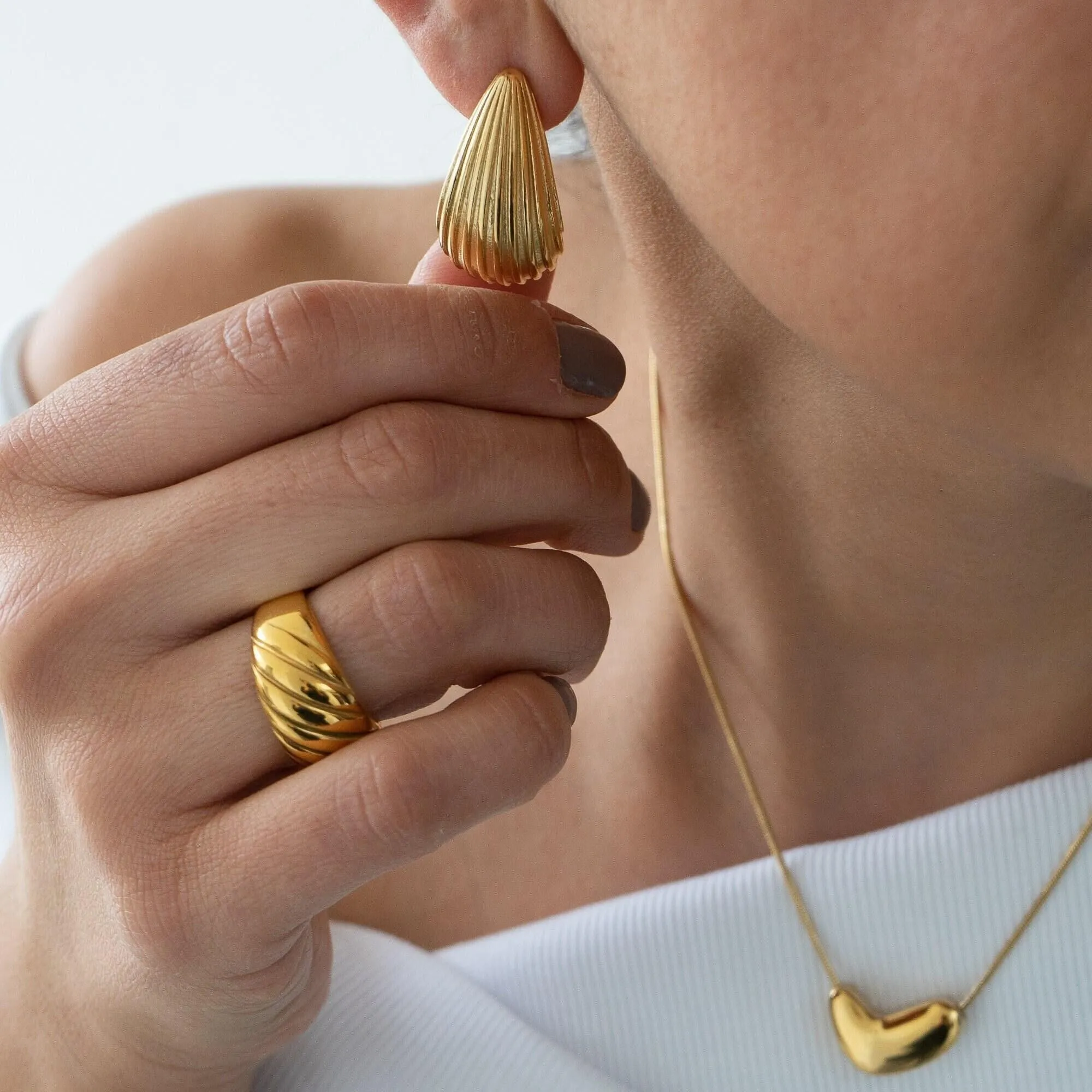 Striped Gold Bold Earrings