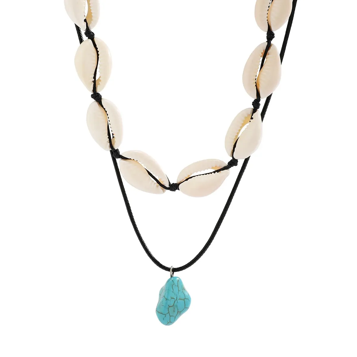 Summer Shell Choker With Stone Pendant Necklace