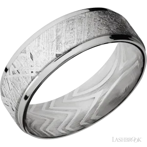 Titanium with Polish Finish and Meteorite Inlay and Zebra - 7MM