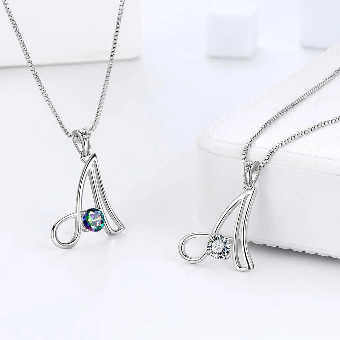 Tokyo Mart Women Initial A Letter Pendant Necklace Girl Name Jewelry Gift 925 Sterling Silver