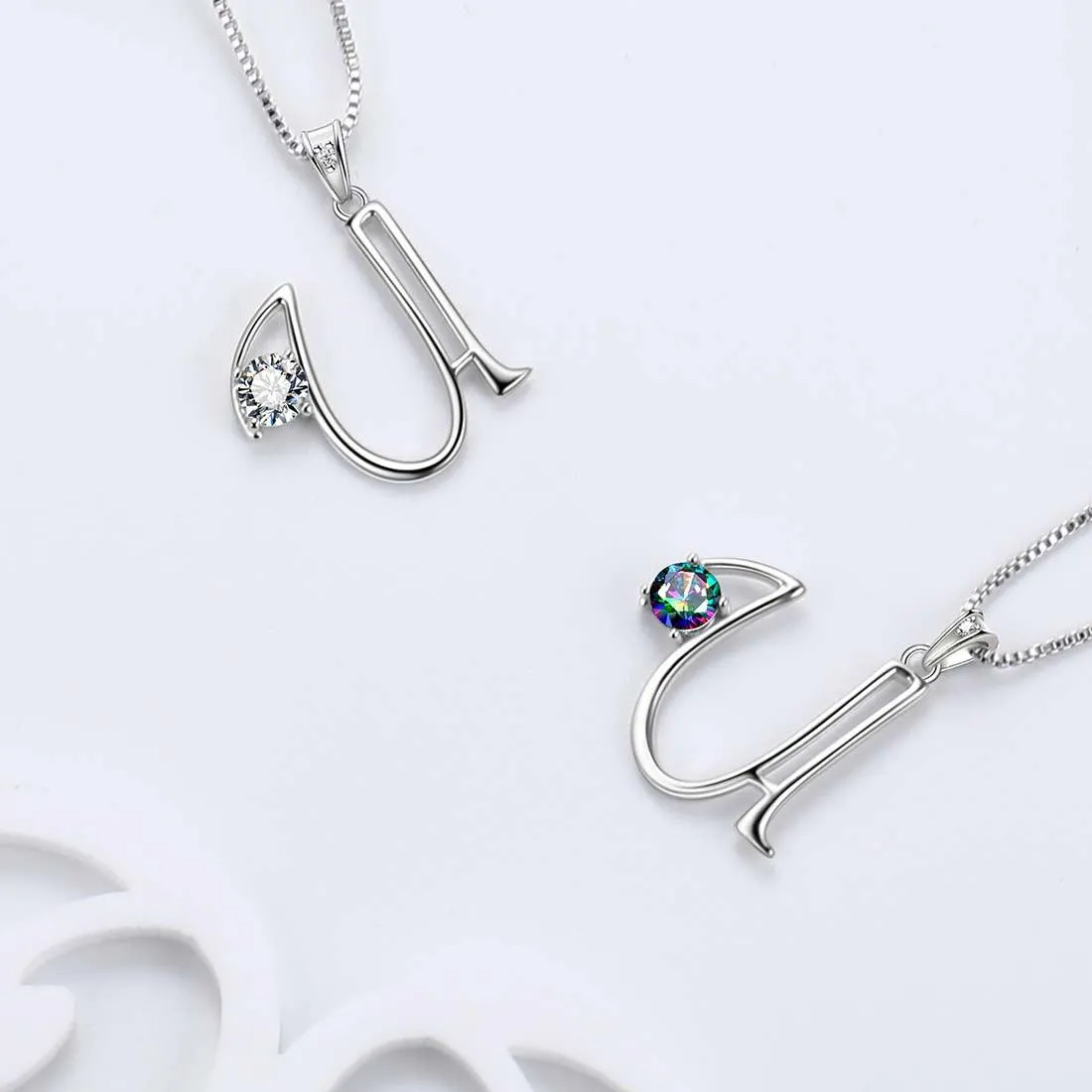 Tokyo Mart Women Initial U Letter Pendant Necklace Girl Name Jewelry Gift 925 Sterling Silver