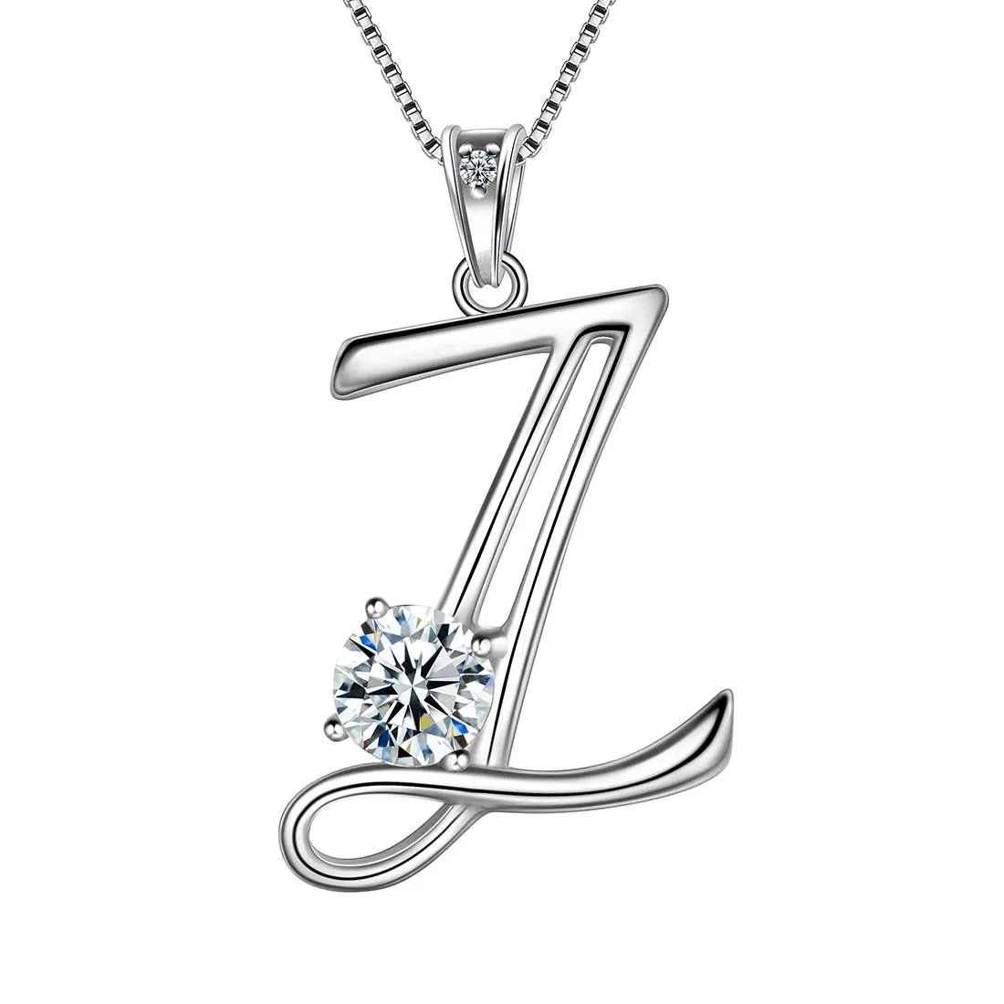 Tokyo Mart Women Initial Z Letter Pendant Necklace Girl Name Jewelry Gift 925 Sterling Silver