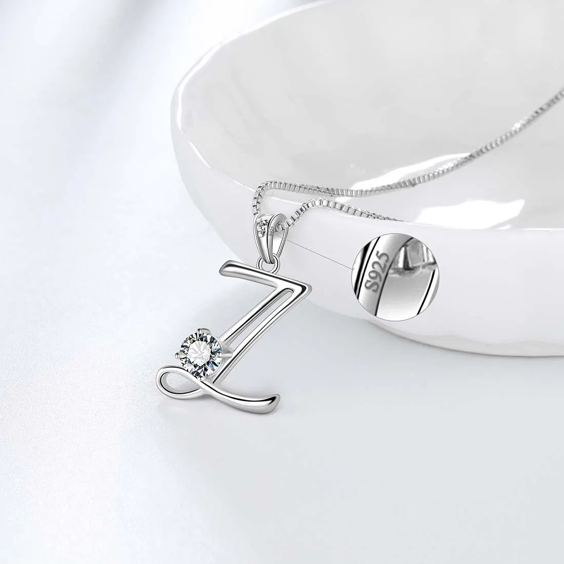 Tokyo Mart Women Initial Z Letter Pendant Necklace Girl Name Jewelry Gift 925 Sterling Silver