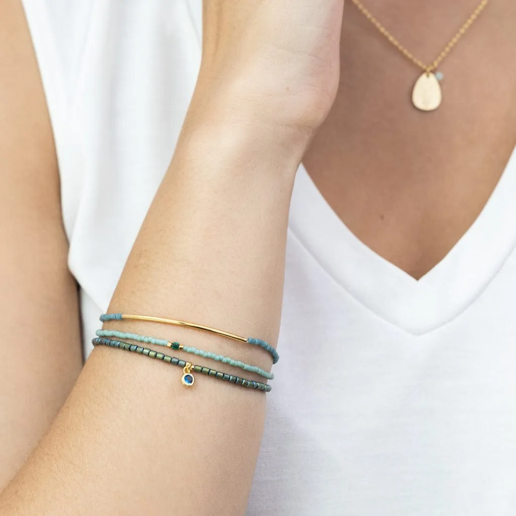 Tonal Chromacolor Miyuki Bracelet Trio - Turquoise & Gold