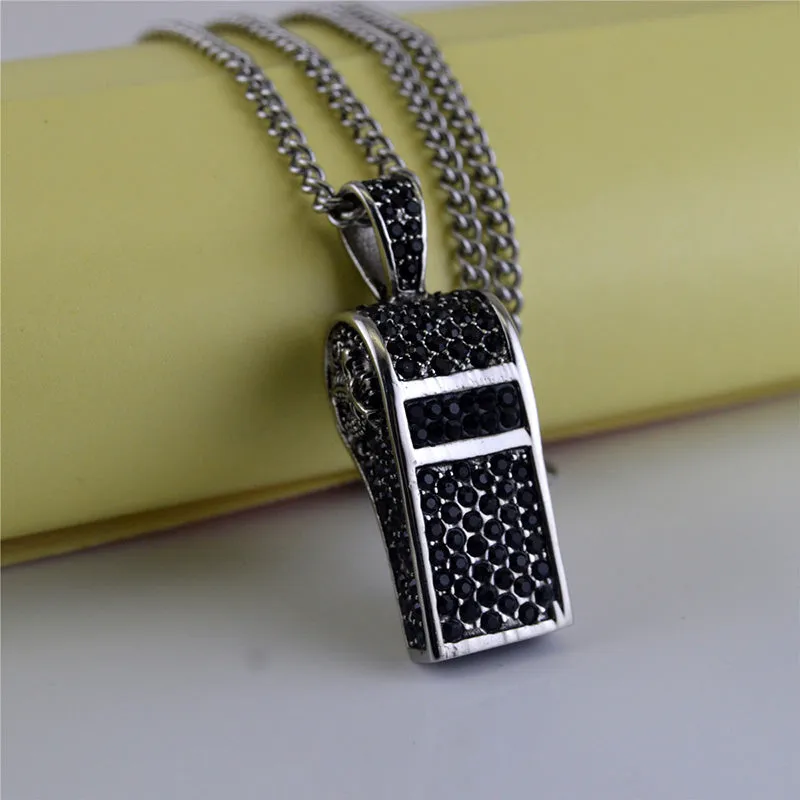 Trendy Black Diamond Titanium Steel Necklace 18105607YM